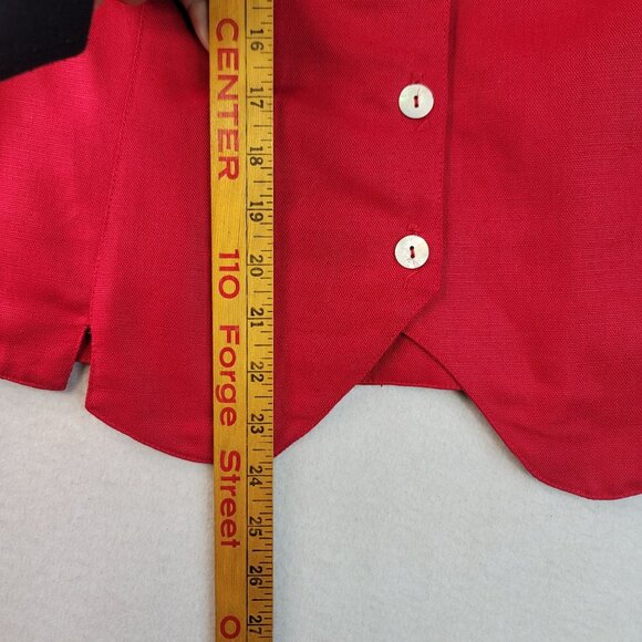 Out Of The Blue Vintage Red Linen Sleeveless Button-Up Vest Medium Made In USA - Picture 11 of 11